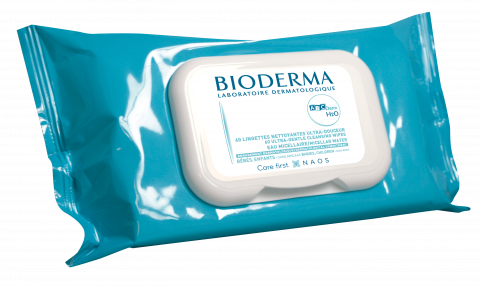 BIODERMA product photo, ABCDerm H2O Șervețele umede x60 îngrijirea pielii bebelușilor, șervețele umede