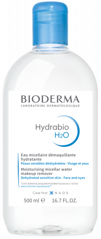 Apă micelară dermatologică care curăță, îndepărtează machiajul și hidratează.