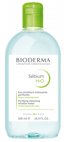 BIODERMA product photo, Sebium H2O 500ml, apă micelară pentru pielea predispusă la acnee, mixtă sau grasă